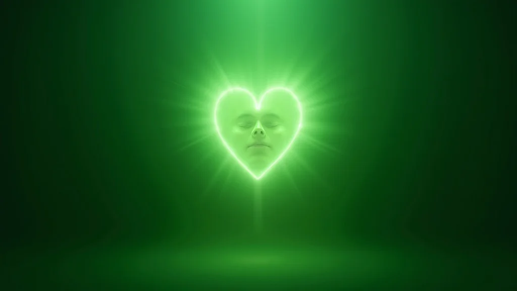 Peaceful meditation with radiant green heart chakra glow for beginners