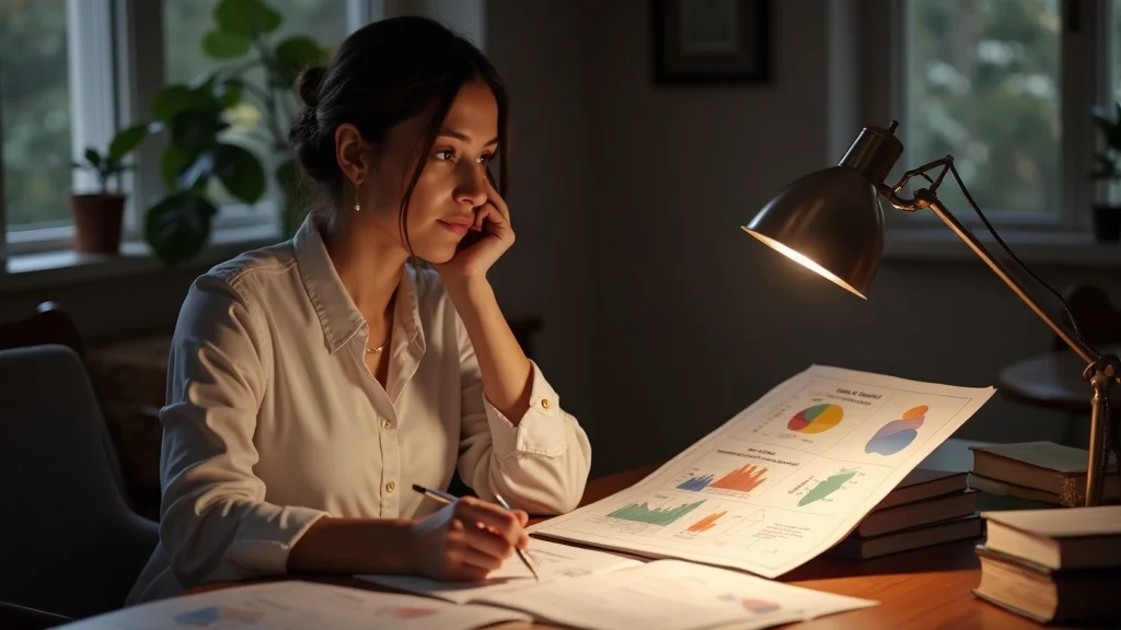 chakra healing scientific research, practitioner reviewing charts at cozy desk, crystals and books visible