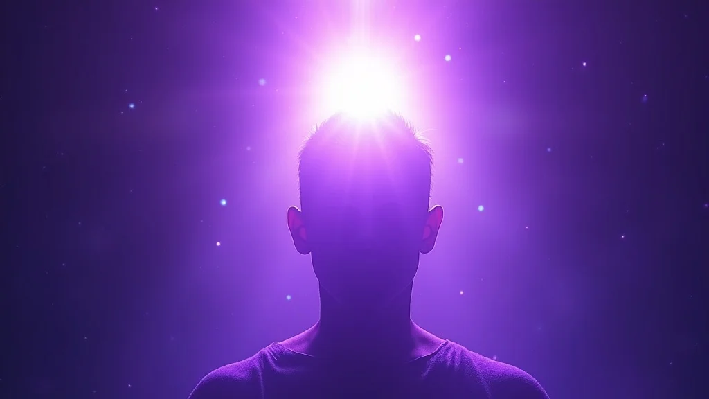 Meditation with violet and white light above head, beginner crown chakra practice