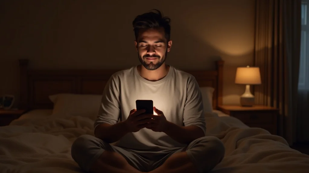 Man using meditation app for daily mindfulness and guided meditation practice on smartphone